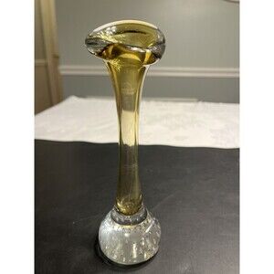 Vintage Yellow Jack in the Pulpit Bud Vase Aseda of Sweden 7.6”